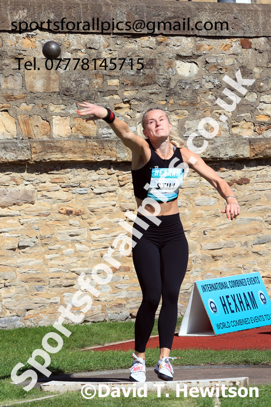 Heptathlon shot putt, 2025 EAP International Combined Events, Hexham, Northumberland.  Photo: David T. Hewitson/Sports for All Pics